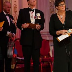 27. Heropreneurs Awards   waiting General Sir John McColl with producer Amanda Rayner